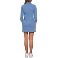 thumbnail image 3 of VESTIDO DE MEZCLILLA PARA MUJER INSPIRE CHIC CON MANGA 3/4 Y BOTONES, VESTIDO MINI DE CAMISA DE JEAN L AZUL CIELO, 3 of 6