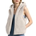 thumbnail image 3 of Puntoco Women's Striped Fleece Hoodie Warm Fleece Jacket Loose and Fleece Beige M, 3 of 8