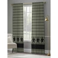 thumbnail image 4 of Checkered Stars Sheer Curtains 84 Inches Long 2 Panels Sage Green Black Plaid Art Light Filtering Semi Sheer Window Curtains Drapes for Bedroom Living Room 52"x84", 4 of 7
