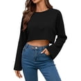 thumbnail image 6 of PFRNLF Cropped Sweatshirts for Women Summer Oversized Long Sleeve Crewneck Pullover Crop Tops, 6 of 9