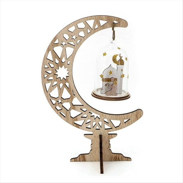 Adornos de Linterna de Luna de Madera, Artesanías, Decoraciones para el Hogar, Regalos y Decoraciones Artesanales (Luna Estrella Amarilla)