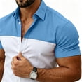 thumbnail image 4 of FRSASU Men's Casual Polo Shirt Short Sleeve Color Block Breathable Summer Golf Work Travel Beach Tops Blue, 4 of 7