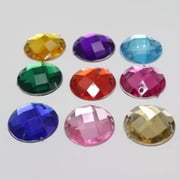 EOEMY 50 Acrylic Faceted Round Flatback Sewing Rhinestone Gems 18mm Sew On Beads-Royal Blue