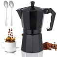thumbnail image 1 of Ausein Cafetera Italiana 450ml, Cafetera Espresso Manual de Aluminio para Caf&eacute;, Moka Pot Portatil con 2 Cucharas de Caf&eacute;, para Estufa, Casa, Oficina, Restaurante y Camping (Negro, 1 of 7