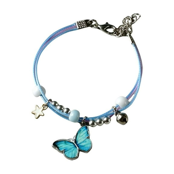Fashionabel Butterfly Beaded Bracelet Anklet Colorful Adjustable Woven Rope for Women Girls Kids Birthday Party Gifts