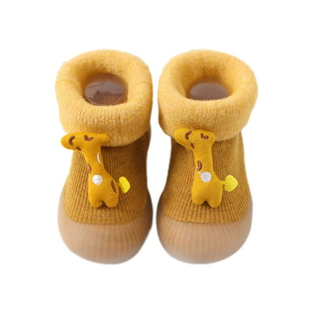 

SIMANLAN Girls Boys Sock Shoes Rubber Sole Floor Slippers First Walker Socks Indoor Anti-Slip Slipper Bedroom Prewalker Home Shoe Yellow 6C