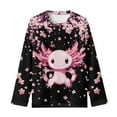thumbnail image 6 of Jiueut Cherry Blossom Crewneck Sweatshirts for Girls Axolotl Long Sleeve Shirts T Shirts Trendy Pullover Tops for Kids Size 3-4 Clothing Preppy Sportswear Teens Sweater, 6 of 7
