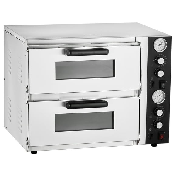 KFFKFF Pizza Oven Electric, 18" Double-Deck Commercial Countertop Pizza Oven, 842°F Max Temp, Indoor Pizza Maker