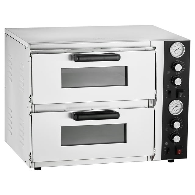 KFFKFF Pizza Oven Electric, 18" Double-Deck Commercial Countertop Pizza Oven, 842°F Max Temp, Indoor Pizza Maker
