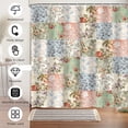 thumbnail image 5 of Dznils Floral Shower Curtain with Hooks, Farmhouse Patchwork Fabric Bathroom Curtain, Pink, 72" x 72", 5 of 9