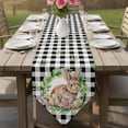 thumbnail image 6 of Bunny Easter Table Runner Linen Burlap Table Runner 72 Inches Long Eggs Spring Floral Black White Plaid Farmhouse Dresser Scarves for Kitchen Island Coffee Dining Party Wedding Holiday Decor 14"x72", 6 of 8