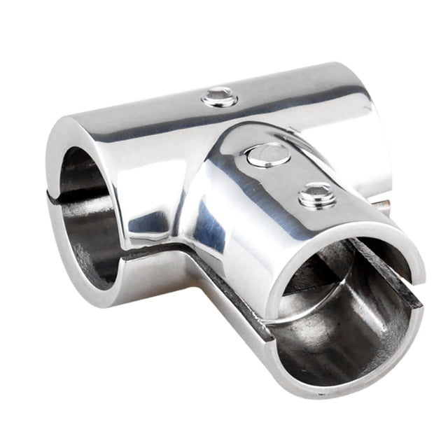 Accesorios de de material acero inoxidable 316 7/8 "90 degree Cubierta de mano en T Herramienta de hardware pulido ajustable 3 vías Plata10 Yotijar Accesorio en T para barandilla de barco