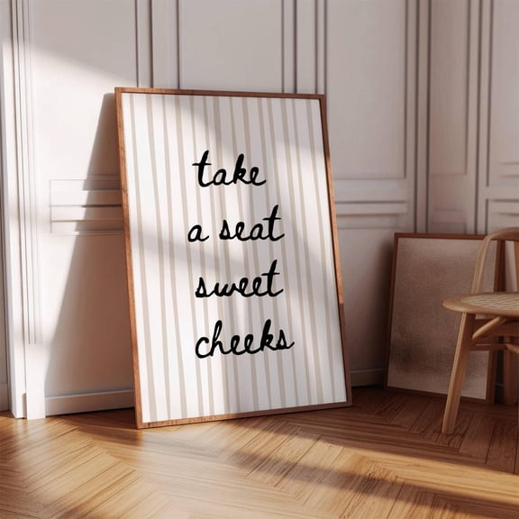 Take A Seat Sweet Cheeks Wall Art Preppy Bathroom Decor, Unframed Paper Print Size 8x12