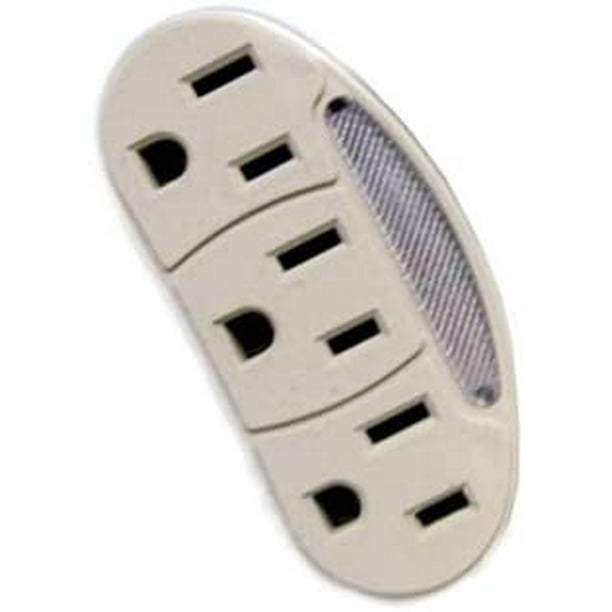 1 TO 3 AC Wall Tap Outlet Converter Adapter With Builtin Night Light