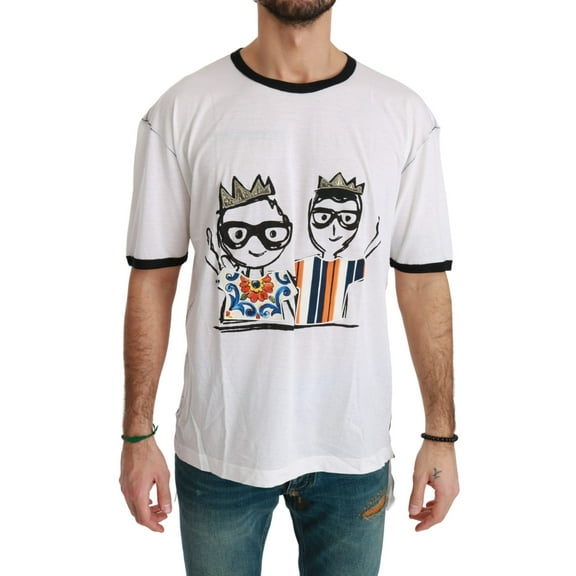 Dolce Gabbana Elegant White Silk-Blend Men's T-Shirt