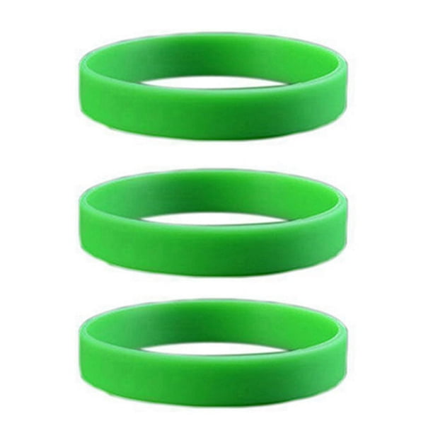 3X Brazalete de Puno Munequera Pulsera de Elasticidad de Moda de Goma de Silicona Verde