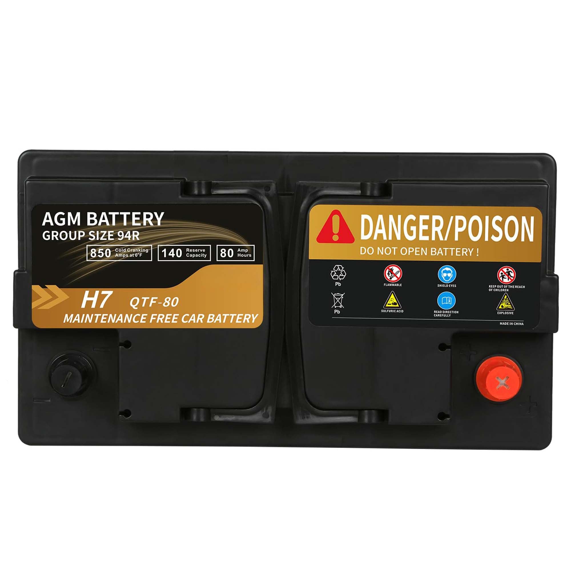 Anlibatt Car AGM Battery Group Size 94R H7 Start Stop Battery 12V 80Ah 850CCA Maintenance Free Rechargeable