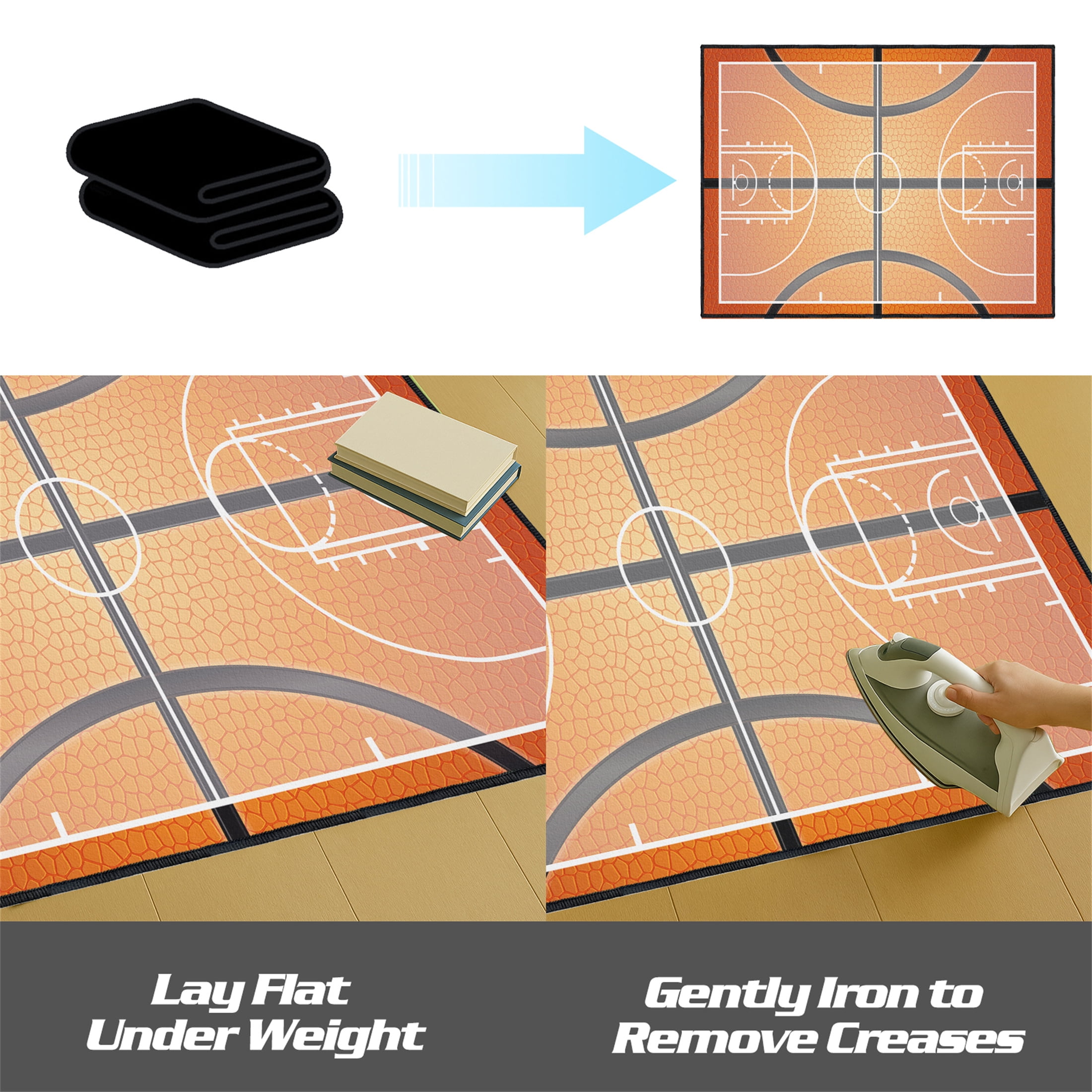Basketball Rug for Bedroom,5'x7' Non-Slip Sports Rugs, Basketball Court Rug for Living Room or Game Room Decor