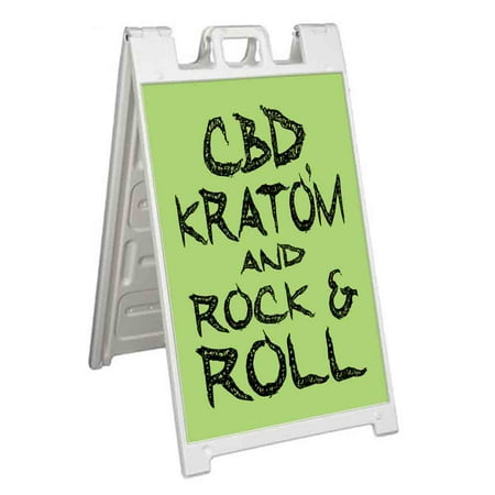 CBD Kratom And Rock And Roll (24 X 36 ) Standard A-Frame Signicade Includes Decal Applied To Stand