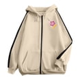 thumbnail image 5 of UngA Womens Zip Up Hoodies Long Sleeve Fall Lightweight Hooded Sweatshirt Oversized Fleece Jacket With Pockets Beige,S, 5 of 5