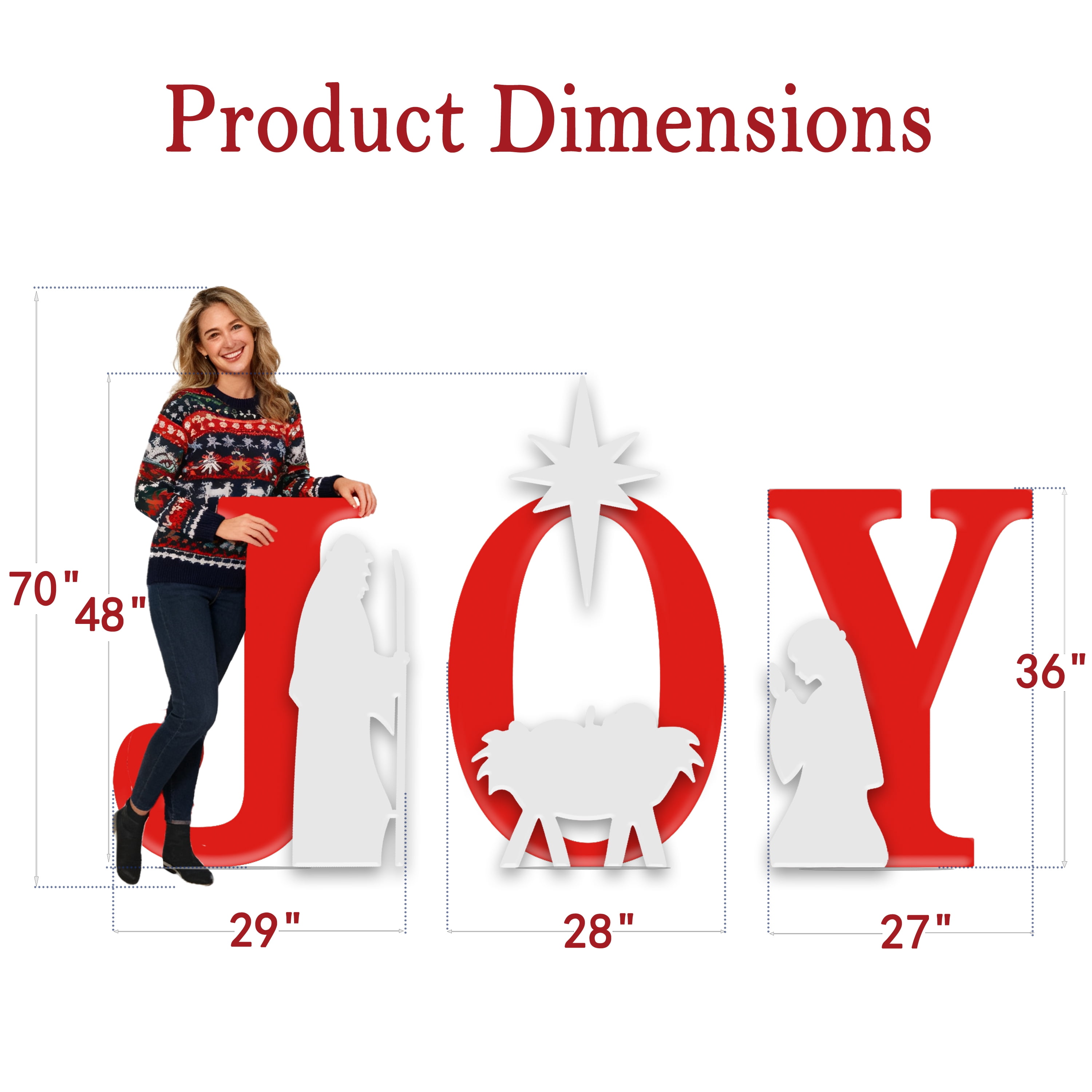 JOY Christmas Nativity Yard Signs Outdoor Silhouette Weather Resistant PVC Set of 3 48 Inch