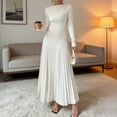 thumbnail image 6 of QUNYINEY White Spring Wedding Guest Dresses for Women Long Sleeve Party Long Evening Bodycon Dresses Prom Formal Slim Fit Crew Neck Flowy Dresses, 6 of 7