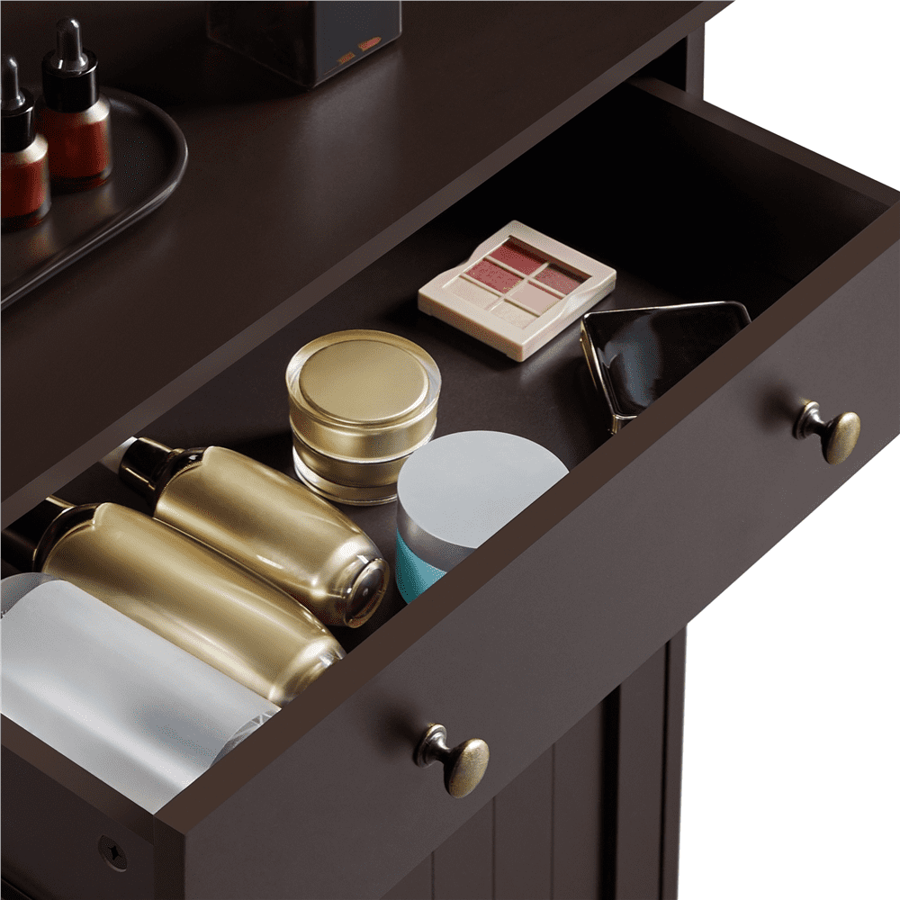 Alden Design 4 Drawers Modern Bathroom Floor Storage Cabinet for Home Kitchen Living Room, Espresso