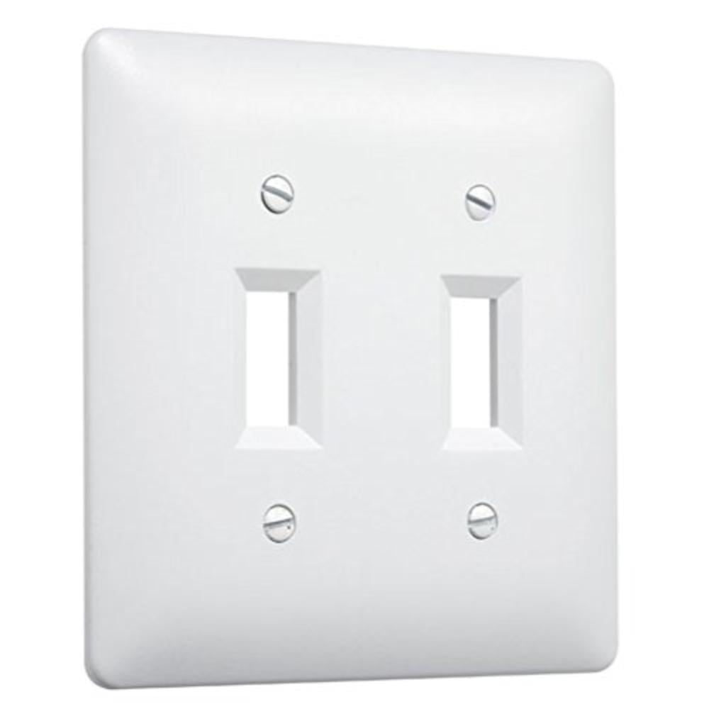 4400W Paintable Double Toggle Light Switch Wall Plate Cover, White, 2Gang, White textured