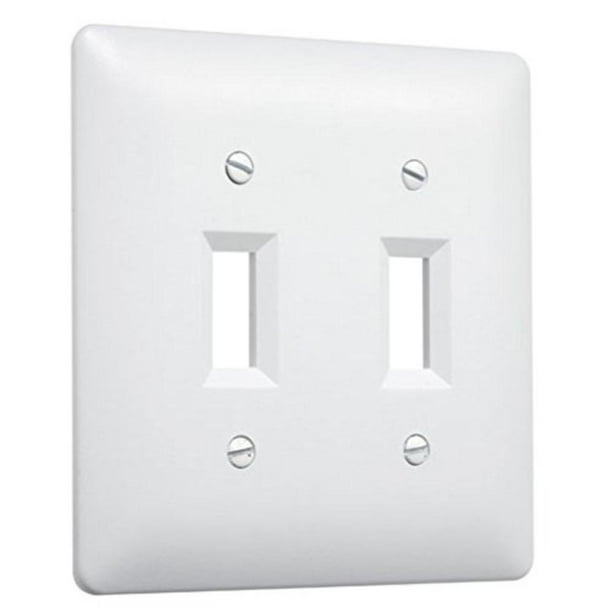 4400W Paintable Double Toggle Light Switch Wall Plate Cover, White, 2