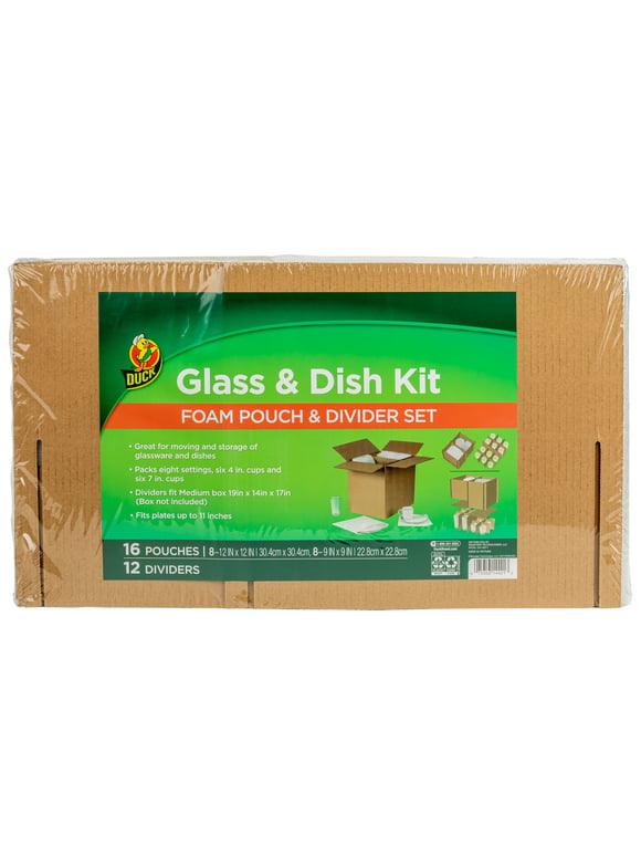 Duck Dish and Glass Moving Kit, 16 Pouches and 12 Corrugate Dividers (Box Not Included)