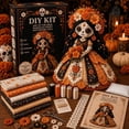 thumbnail image 3 of Day of the Dead Patchwork Doll DIY Kit, Halloween DIY Patchwork Skeleton Set, Halloween Sewing Craft Kit with Floral Lace & Sugar Skull Design, Little Ghost's Cozy Halloweens DIY Patchwork Kit, 3 of 6