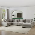 thumbnail image 3 of Alexent Large Modular Sectional Sofa, 5-seater Upholstered Sofa with Ottoman for Living Room, Office, Apartment, Gray, 3 of 6
