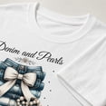 thumbnail image 6 of Denim and Pearls Graphic T-Shirt, Short Sleeve Crew Neck Casual Tee, 6 of 9