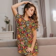 thumbnail image 3 of Balery Hippie Peace Love Camisón de manga corta con cuello redondo para mujer, cómodo y elegante., 3 of 6