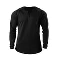 thumbnail image 4 of 100%Cotton Shirts for Men Summer Solid Color V Neck Long Sleeve Shirt Fitness Thin Breathable Button Lightweight Sports Shirts Athletic Lounge Wear, 4 of 5