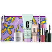 Clinique 7 PCS Travel Size Skincare Makeup Sample Gift Set Blue Butterfly Bag