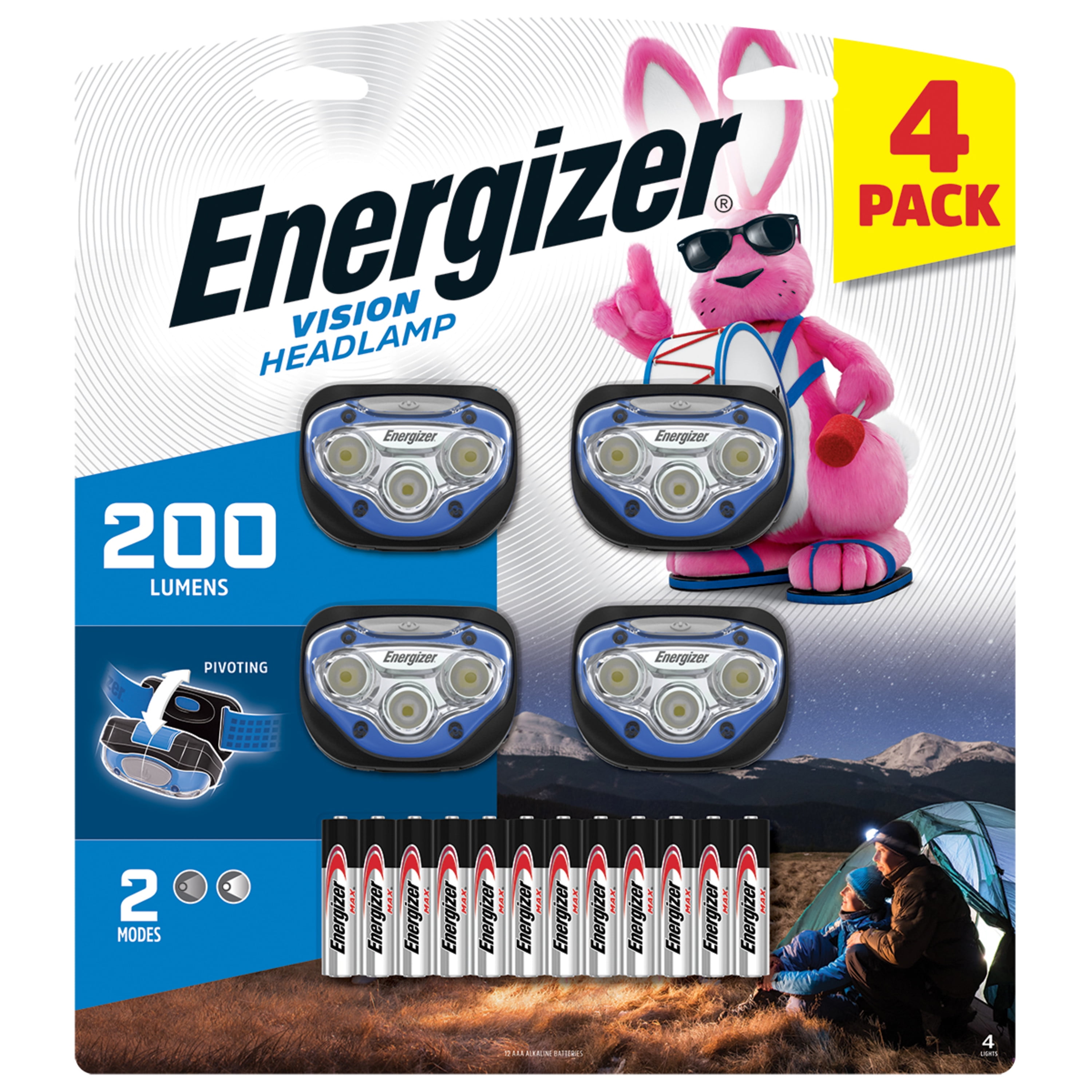 Energizer 2 Vision HD LED Headlamps with Energizer Camping Lantern Bundle 