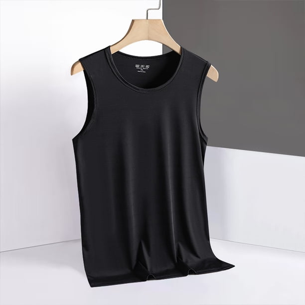 pstuiky Hombres Tanque, Camiseta informal de verano para hombre, de color liso, sin mangas y cuello redondo. Chaleco para hombre l