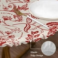 thumbnail image 4 of Round Tablecloth Red Chinoiserie Floral Elastic Edge Fitted Vintage Farmhouse Cottagecore Plastic Table Cover,Waterproof Oil Proof for Dinner,Outdoor, Picnic, 36" - 44"&nbsp; DIA Tables, 4 of 6