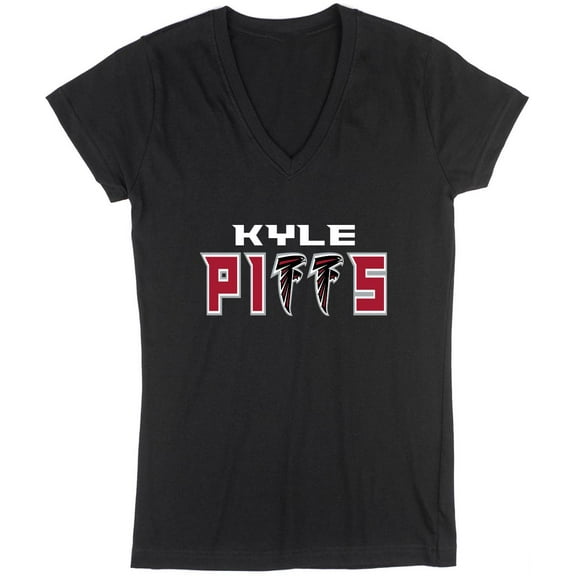 Black Falcons Kyle Pitts Logo LADIES V-NECK T-shirt ADULT