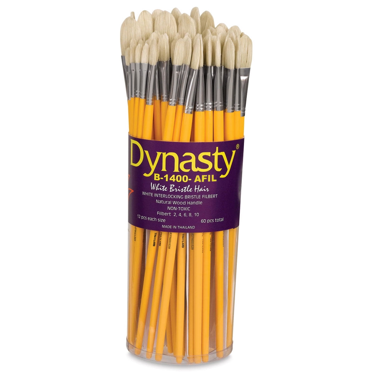 Dynasty Natural White Bristle Brush Set - Filbert, Set of 60
