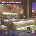 thumbnail image 6 of King Size Bed Frame with 4 Storage Drawers and 2 USB Ports, Platform Bed with LED Light, Modern Upholstered Headboard, No Box Spring Needed, 6 of 7