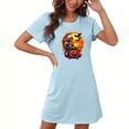 thumbnail image 3 of Summer Dress for Women Halloween Women's Large Size Short Nightdress With Chest Print Round Neck And Short Sleeves Blue XL, 3 of 3