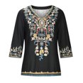 thumbnail image 2 of Ikevan Fashion Women Casual Printed V-Neck 1/2 Sleeve Loose T-Shirt Summer Blouse Pullover Tops, 2 of 5