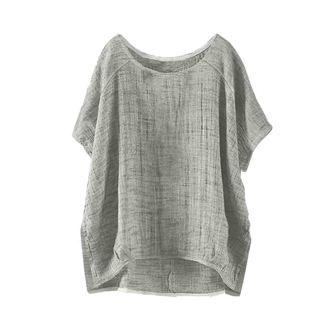 Camisetas de Manga Corta para Mujeres Moda de Verano de Cuello Redondo de Color Sólido Camisetas de Manga Corta de Verano para Mujeres