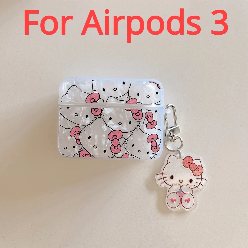 Earphone Case for AirPods Pro 2rd Cute Cartoon Anime Role Kawaii Hello Kitty Headphone Case for AirPods 1 2 3 Protect Cover