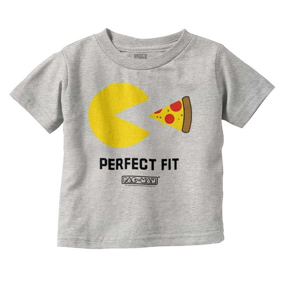 Funny PACMAN Perfect Fit Pizza Toddler Boy Girl T Shirt Infant Toddler Brisco Brands 12M