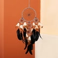 thumbnail image 5 of Atrapasueños de plumas de colores, atrapasueños circulares de plumas hechos a mano para decoración de colgar en la pared, manualidades de decoración de bodas (marrón) Vhermosa CZJJ-ST92, 5 of 5