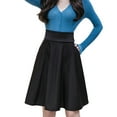 thumbnail image 1 of Falda Skater Plisada Lisa Acampanada Mini Cintura Casual,Negro,L, 1 of 6