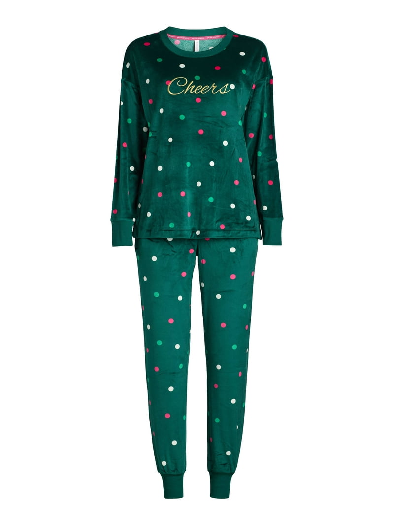 Joyspun Women's Stretch Velour Pajama Set with Socks, 3-Piece